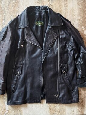 Danier Black Leather Motorcycle Jacket